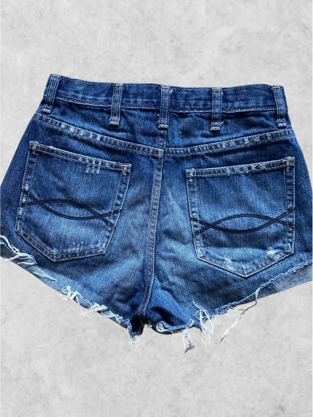 Abercrombie & Fitch Women Denim Shorts W24 High Rise Blue Cotton Cutoff Y2K - Picture 5 of 5